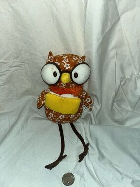 Starbucks Plush Floral Reading Book Owl Plus Glasses Orange Floral pattern